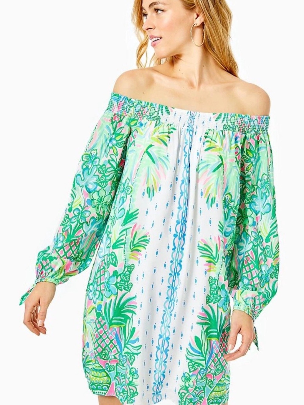 Lilly Pulitzer Maryellen Off Shoulder Dress XL EUC